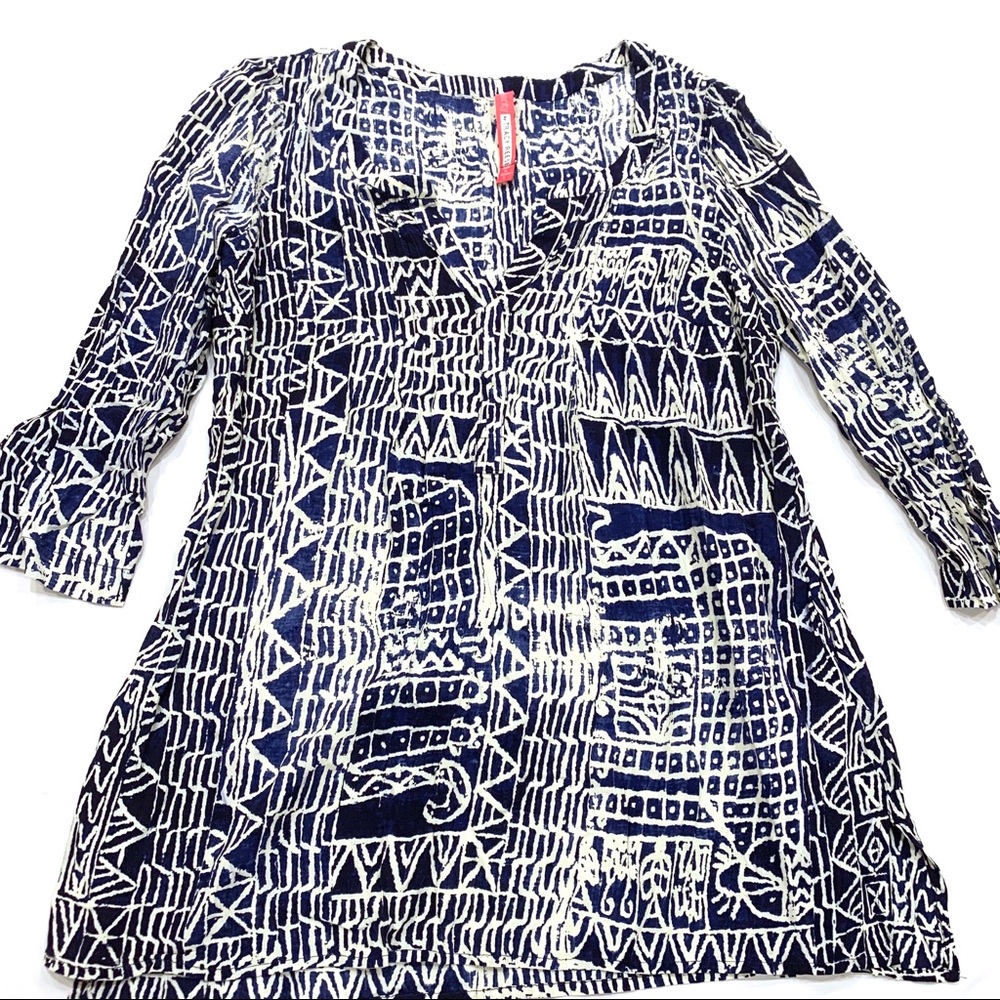 Plenty By Tracy Reese Blue & White Pattern Top
